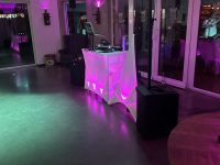 Hochzeits-DJ mit professioneller Soundanlage, Lautsprechern und Lichttechnik für die Feier